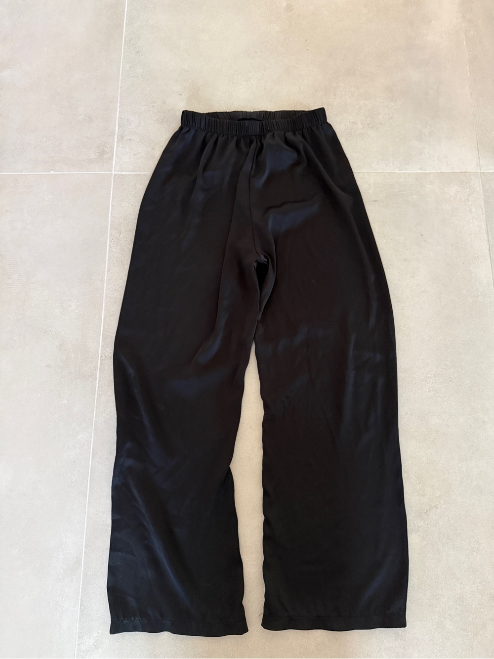 Black satin wide leg pants